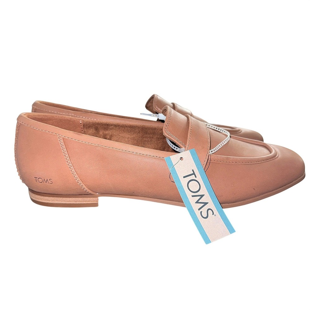 Toms Lynette Brown‎ Sugar Leather Penny Loafers Womens Size 11 Flat Shoes NEW - Picture 3 of 12